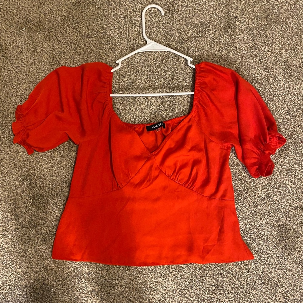 red Sugar Lips Puff Sleeve Top